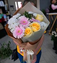 Букет цветов из:  Герберы, Розы и Хризантемы в Чистоозёрном